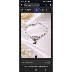 Stainlless Steel Silver Paperclip.Inital Letter R Bracelet